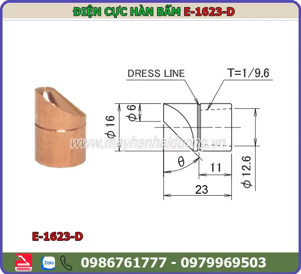ĐIỆN CỰC HÀN BẤM 16x23 (Vát)