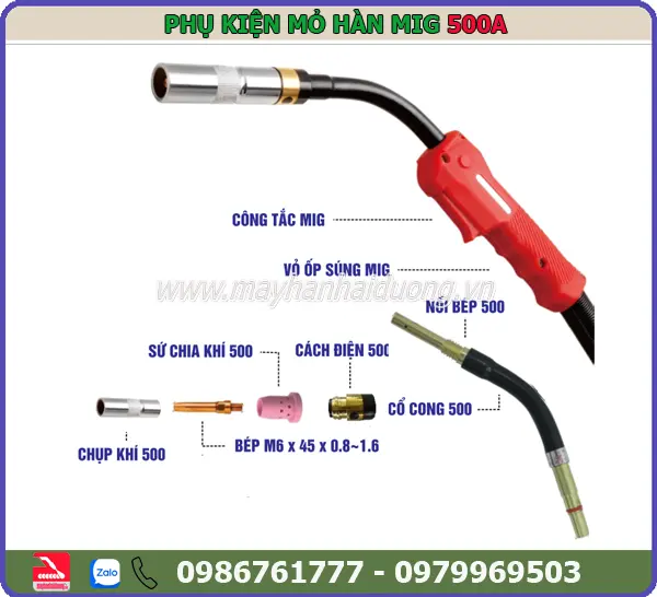 CỔ CONG MỎ HÀN MIG 500A