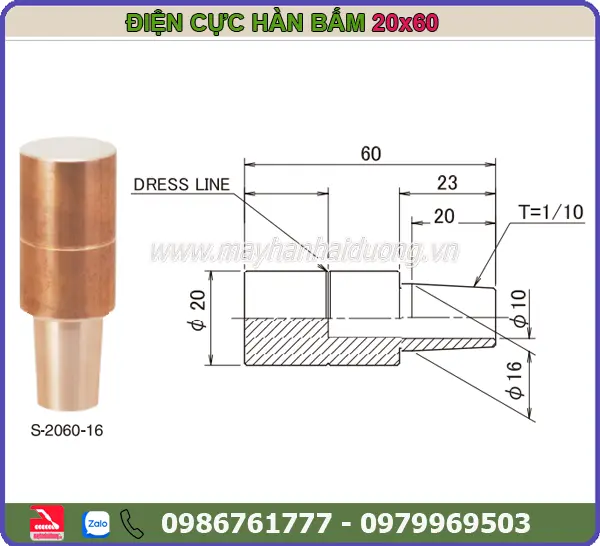 ĐIỆN CỰC HÀN BẤM 20x60