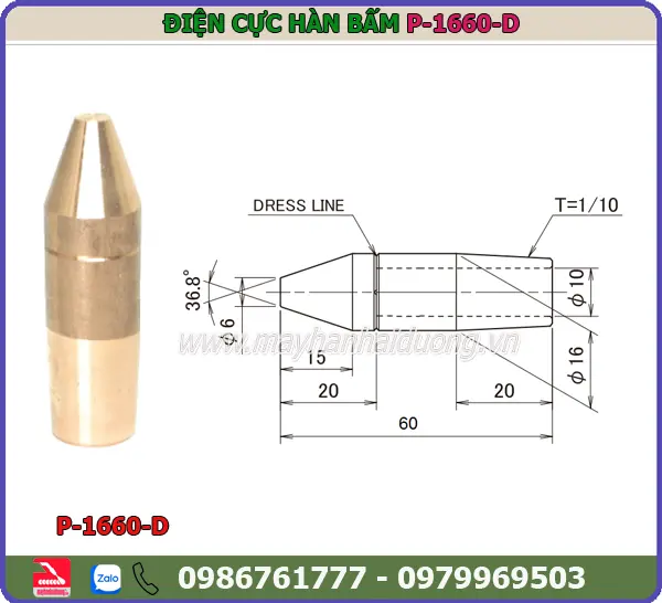 ĐIỆN CỰC HÀN BẤM 16x60 (NHỌN)