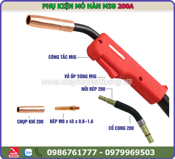 CỔ CONG MỎ HÀN MIG 200A