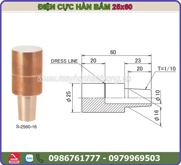 ĐIỆN CỰC HÀN BẤM 25x60